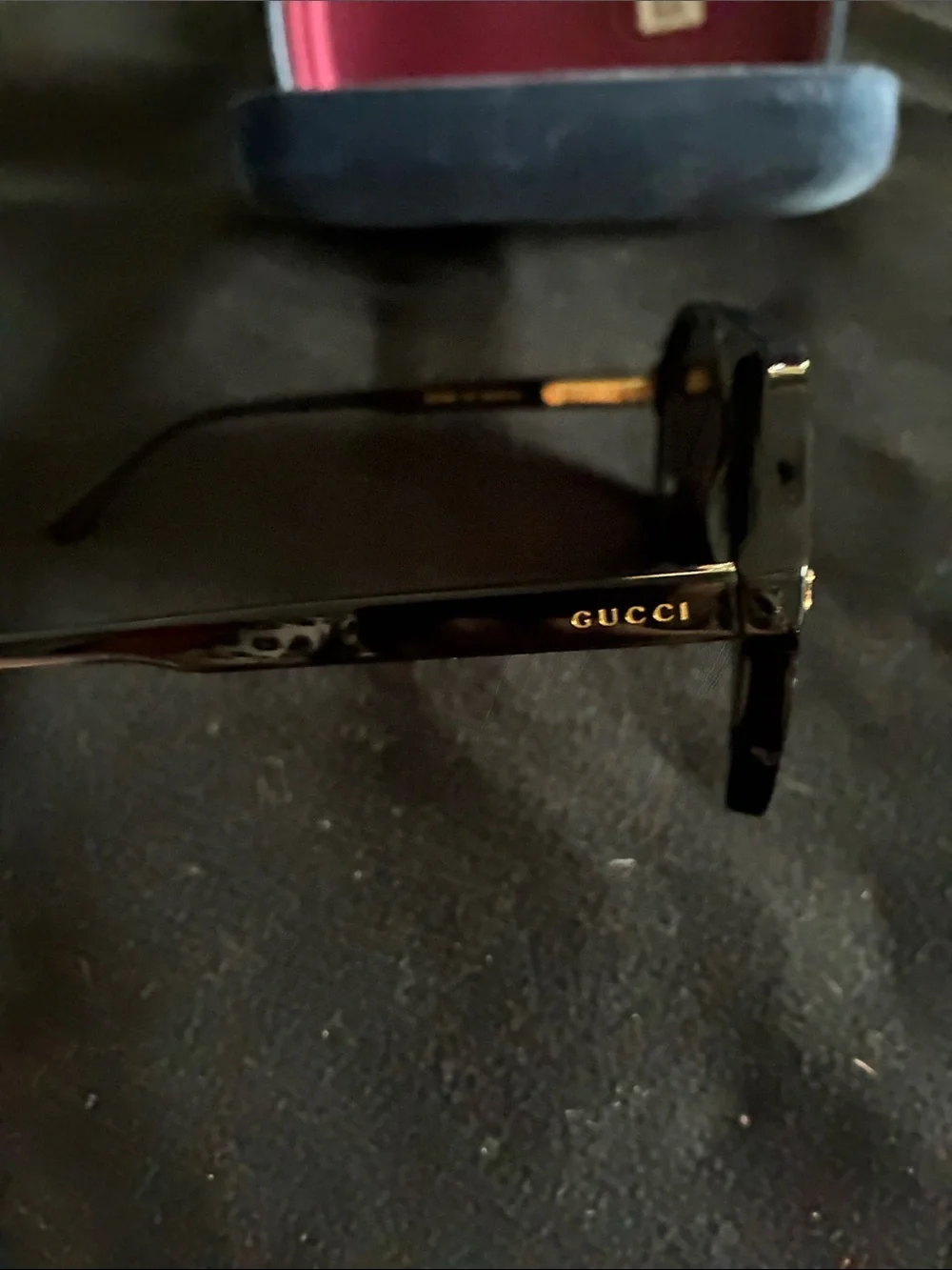 Gucci Blue Velvet Case with Navigator Shape Sunglasses